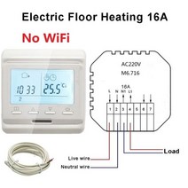 MINCO 열 Underfloor 난방 전기 WiFi 온도 조절기 프로그래밍 가능한 디지털 컨트롤러, No WiFi White, CHINA