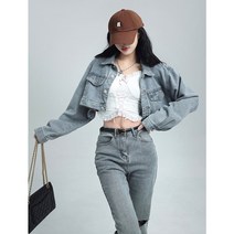 레트로 크롭청남방 20대 여성 셔츠 데님 청남방 캐주얼