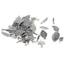 GHSHOP 100g / 팩 실버 합금 혼합 잎 펜던트 매력 목걸이 팔찌 귀걸이 쥬얼리 헤어 액세서리 만들기 공예 결과, 설명