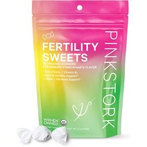 Pink Stork Fertility Sweets 여성용 올가닉 딸기 석류 불임 보조제 산전 비타민 엽산 B6 ampamp Zinc Drop 호르몬 밸런스 하드 캔디 30정