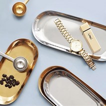 긴쟁반 커피숍 디저트 클래식 메탈 반달트레이 (소), 실버(품)(절)