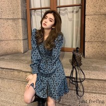 just feel!ng 시폰 여성 봄신상원피스 잔꽃꽃무늬 원피스 빅사이즈 미디원피스 스커트 30대여성원피스