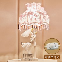 신랑신부 인형 장식품 조명등 신혼부부 선물 결혼기념일 웨딩, 허그+핑크쉬폰