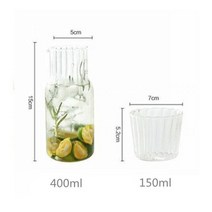 유리 컵 세트와 유리 물병 음료 도자기 침대 옆 Carafe 우유 커피 차 텀블러 안경 마시는 투수, 400ml bottle and lid