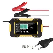 SinoTrack 지능형 12V 6A 자동차 오토바이 배터리 충전기 산성 AGM 젤 VRLA 스마트 충전 수리 디지털 LCD 디스플레이, Yellow EU Plug