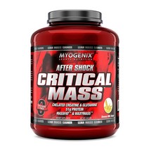 Myogenix AfterShock Critical Mass 무제한 제로 락토스 보충제 단백 유청 단백질 왁시마이즈 탄수화물 단백질과 비율 바나나 밀크쉐이크 2.5kg(5파운드)
