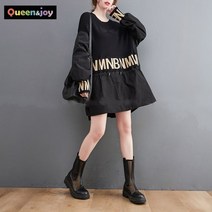 퀸앤조이 미녀77 바스락 레터링 니트 루즈핏 미니 원피스***판매자 SSK무역***