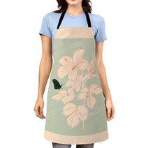 빅사이즈방수앞치마 용접 여름 린넨 앞치마 북유럽 미학 여성 주방 앞치마 오리지널 방수 소녀 공주 웨이터 작업 내유성 보호 식물125660, 22112wq-000509-_55X68CM(L)