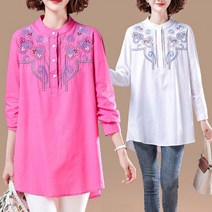 7155 자수 차이나카라 롱셔츠 2색상