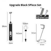 키친에이드반죽기 휘핑기계 빵 반죽기 스파 믹서휴대용 US 무선 전기 우유 거품기 믹서기 커피 핸드 헬드, 08 5Pcs Upgrade Black