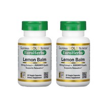 1+1 캘리포니아골드뉴트리션 레몬밤추출물 유로허브 500mg 60베지캡슐 밀봉화 탄닌 유제놀 테르펜 꿀풀과 멜리사 오피시날리스 로즈마린산 스위트 밤 꿀벌허브