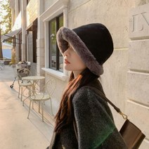 은창]골지 라운드 퍼 벙거지 털 모자 뽀글이 벙거지 모자 여성 가을 겨울