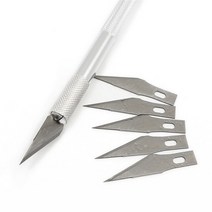 캠핑용품 미끄럼 방지 커터 블레이드 조각 공예 나이프 금속 메스 수리 손 도구 캠핑 여행 야외 멀티, [01] 1 Handle - 6 Blades