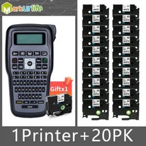 라벨기 블루투스 라벨프린터 QWERTY 키보드 기호 산업용 라벨Brother TZe-231 라벨 프린터 용 E0 휴대용 라벨링, 1GY add 20PK, EU plug