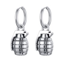 Gothic Grenade Shaped Earrings for Men Women Punk Rock Cool Metal Soldier Real Man [B00073125]