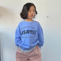 엘리몰리 USA 맨투맨 키즈 심플 데일리 등원룩