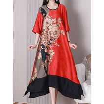 노을 디자이너 플라워 라운드넥 원피스 a390854