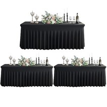 Outpain 3팩 스판덱스 화이트 직사각형 테이블보 1 8m(6피트) 테이블용 신축성 있는 핏 식탁보 웨딩 파티용 주름 방지 테이블 커버 야외 실내 미국직송 276708, 6FT-3Pack, 블랙.