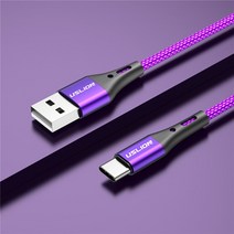 충전케이블USLION-3A usb-c 고속 충전 케이블 삼성 호환 갤럭시 S8 S21 플러스 및 샤오미 mi11 또는 화웨이, [03] 보라색, [02] 1M