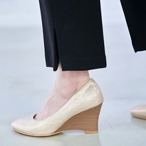 국내생산 7cm 골드 펄 여성구두 통굽 웨지힐 미들힐 TC-0701