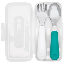 미국 OXO tot 자기주도 이유식 수저 숟가락 세트 + 케이스 3종택1 OXO Tot, Teal, 1개
