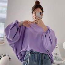 퍼니걸스 6120 박시핏 라운드 무지 소매 퍼프 벌룬 맨투맨 티셔츠 여성의류