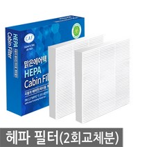 맑은필터 1+1 PM0.3 헤파 초미세먼지 차량용 자동차에어컨필터(2회교체분), 005HP(2개)-싼타페DM