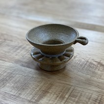 상도방 도자기 차거름망 + 받침 세트 다관뚜껑 받침 차도구 다기 다구 (갈색), 갈색