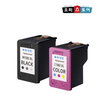 삼성 INK- M180 C180 XL SL-J1660 잉크 J1663 J1665 J1770FW 대용량 [오피스토어 재생], 검정+컬러 [묶음할인], 1개