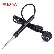 220V LCD 디지털 디스플레이 납땜 인두 조정 가능한 온도 무연 EU 전기 철 재 작업 역 용접 공구, [04] Black EU Plug