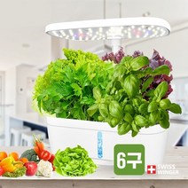 스위스윙거 가정용 LED 수경 식물재배기 (6구형) 유기농 채소 식물 인테리어 화분 가습기능 공기정화