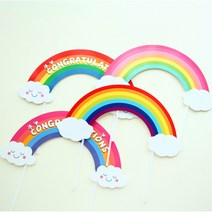 뉴 무지개 구름 토퍼 케이크 배경 토퍼 장식 데코, 레인보우(영문)
