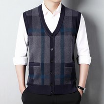 남성브이넥가디건 2022 가을 가디건조끼 스웨터니트셔츠 베스트 민소매 미드 노년 비지니스 BH14P45 4995909603