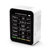 공기질 측정 WIFI 6 In 1 감지기 Tuya CO2 테스터 PM2.5 TVOC CH2O 포름알데히드 모니터 TFT 디스플레이 센서 측정기 분석기, [03] White without Wifi, 03 White without Wifi