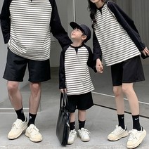 스트라이프 가족시밀러룩 공용 남자티셔츠 라운드 맘커플