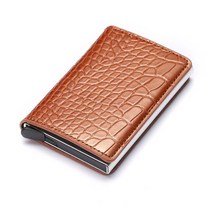 ZOVYVOL-자동 탄성 PU 가죽 알루미늄 금속 신용 카드 홀더 도난 방지 Rfid 차단 지갑 여권 홀더 남성용
