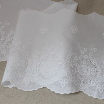 레이스여왕 단면 자수 면레이스 마리앙뚜아네트 레이스 폭 21.5cm, 백색
