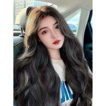 모발 볼륨 리얼 헤어 웨이브 긴 곱슬머리 정수리 U자형 무봉제, 상세 페이지 참고, 우아한 블랙 브라운 45cm+ 관리 도구