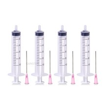 4PCS 잉크 리필 도구 EPSON Canon HP Brother CISS 탱크 리필 카트리지 리필 잉크 키트 용 무딘 바늘이있는 10ml 주사기