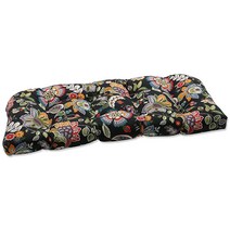 Pillow Perfect 꽃무늬 실내/실외 소파 세티 스윙 쿠션 터프트 날씨 및 변색 방지 48.3cm x 111.8cm19인치 44인치 블루/그린 조이 1개입 USA 미국, Square Corner - 18