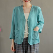 쉬폰가디건 오리지널제작 솔리드 무지 브이넥 긴 소매 레쉬 유니폼 여성 여름 신 얇은 단아한 경량 와이드 2339062931