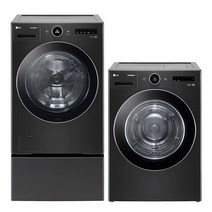 LG전자 트롬 트윈워시 세탁기 블랙 스테인리스 FX24KSB-2K 28kg + 건조기 블랙 스테인리스 RD20KS 20kg 세트 방문설치, 세탁기(FX24KSB-2K), 건조기(RD20KS)