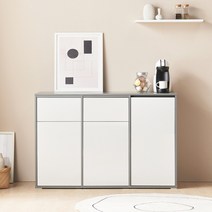 리지 1200 수납장 거실 주방 정수기다이 홈카페 탕비실 베란다 다용도 정리, 그레이화이트