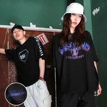 바우스트 두꺼운 20수 반팔티 버팔로 시그니처 그라데이션 나염 반팔티