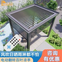 테라스파고라 바베큐 캐노피 야외 전망대 마당 알루미늄 합금 전기 플립 루버 천막 빌라 정원 태양 방 스타일 파빌리온, [08] 유러피안 스타일 44 전기 4면 방풍 커튼 라