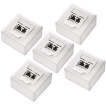 deleyCON 5x CAT 6a 범용 네트워크 소켓 - 2x RJ45 포트 - 차폐형 - 표면 장착형 또는 매립형 장착 - 10 기가비트 이더넷 네트워크 - EIA/TIA 568A&B - 흰색, 10개