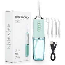 워터칫솔 치아 구강 세정기 휴대용 구강 irrigator 물 flosser 치과 워터 제트 도구 청소 치아 300ml 5 노즐 입 세탁기 치실, 6886블루
