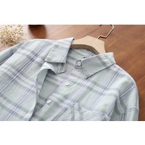 블라우스 순면 여자 싱그러운 신문예 롭티 2021 여성체크셔츠