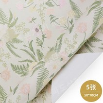 꽃무늬 장미 줄기 네츄럴 선물 포장지 5장 종이 행사 꽃다발 포장지 선물상자 박스, [5개] 로리타 그레이 그린 (70x50)