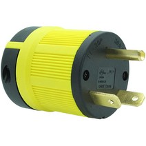 Journeyman-Pro NEMA TT-30P 30 Amp 125 볼트 스트레이트 블레이드 수 RV 트레일러 플러그 커넥터 블랙/옐로우 산업용 등급 접지 3750 와트 발전기 T, TT30P-YELLOW